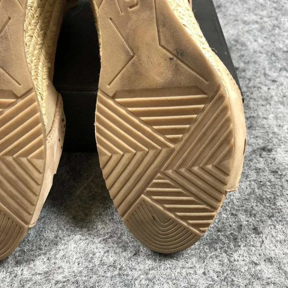 Earth Espadrille Wedge‎ Sandals Womens 8 Beige Leather Cutout Zip Studded